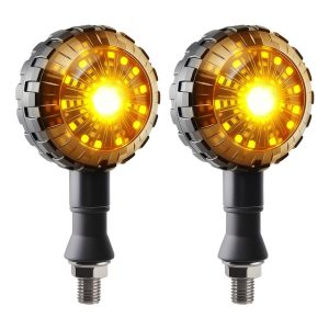 AC-0801 Amber Round Motorcycle LED DRL Turn Signal Pair