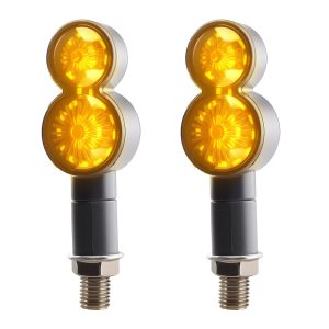 AC-0804 Dual-Round Motorcycle LED DRL Turn Signal Pair