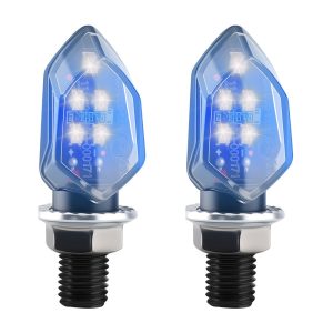 AC-0821 Blue Faceted Motorcycle LED DRL Turn Signal Pair
