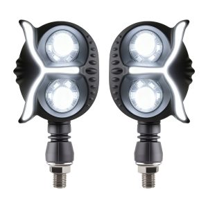 AC-0823 Dual-Lens White Motorcycle LED DRL Turn Signal Pair