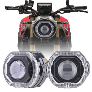 Black LED Angel Eye Projector Motorcycle Spotlight
