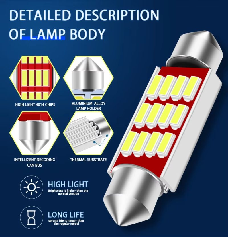 c5w-festoon-led-bulbs-31mm-36mm-39mm-41mm-6000k-white-10pcs-pack-02 C5W Festoon LED Bulbs 31mm 36mm 39mm 41mm 6000K White, 10pcs Pack