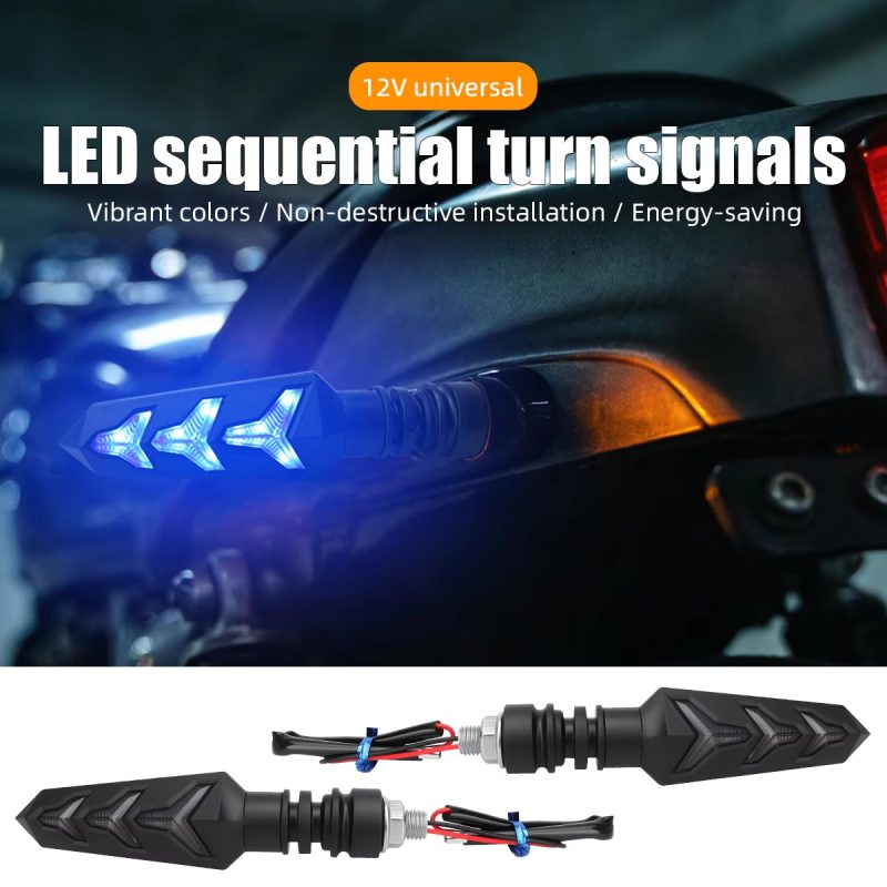 Fishbone Motorcycle LED Turn Signal Lights with DRL Flowing Indicator