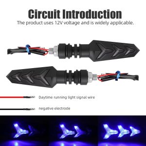 Fishbone Motorcycle LED Turn Signal Lights with DRL Flowing Indicator