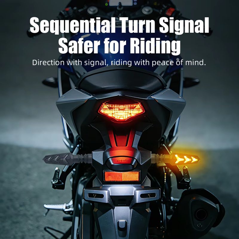 Fishbone Motorcycle LED Turn Signal Lights with DRL Flowing Indicator