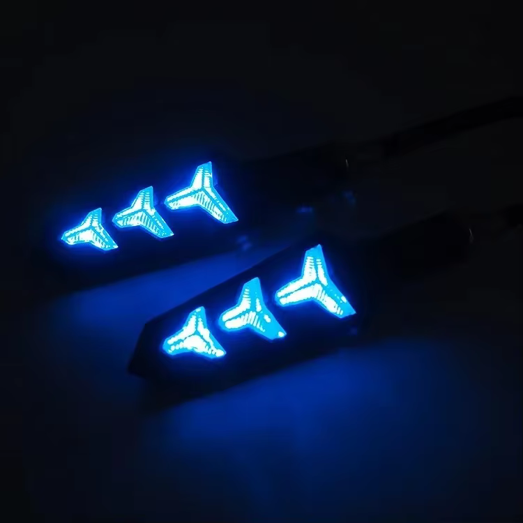 Fishbone Motorcycle LED Turn Signal Lights with DRL Flowing Indicator