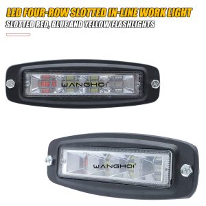 Four-Row LED Red Blue Strobe Work Light Bar