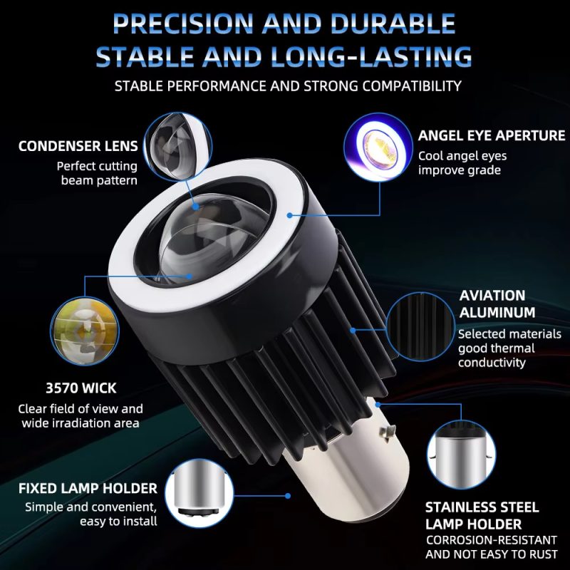 h4-ba20d-angel-eye-led-headlight-bulb-white-yellow-high-low-beam-02 H4 BA20D Angel Eye LED Headlight Bulb White / Yellow High Low Beam