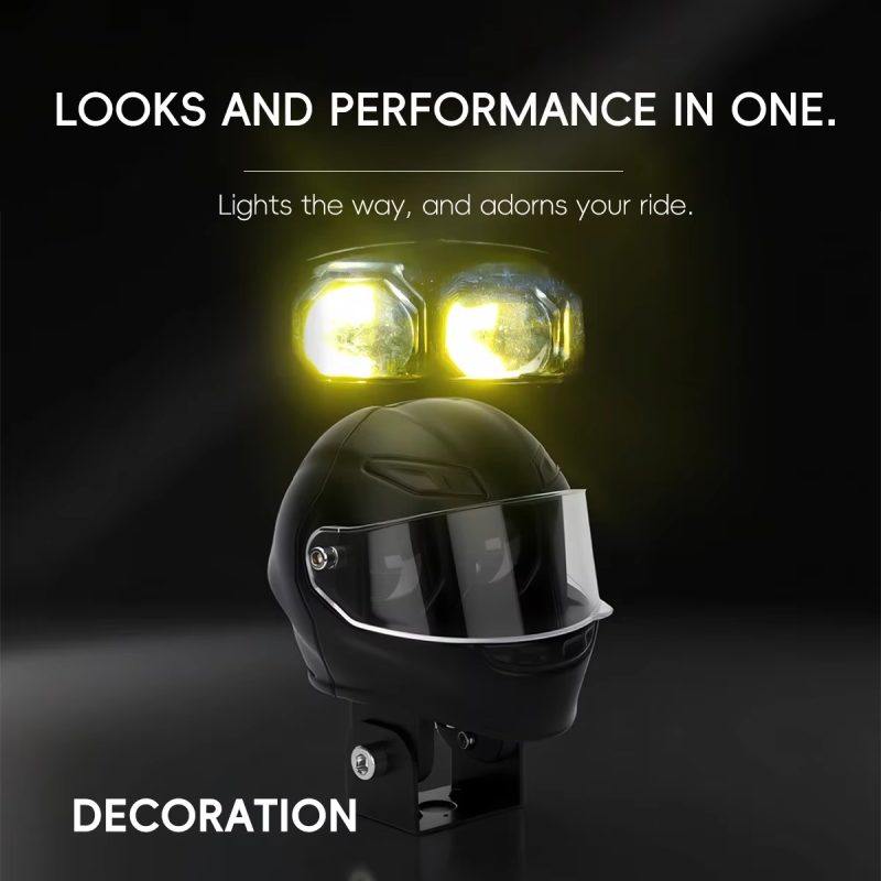 helmet-shape-motorcycle-led-spotlight-with-white-yellow-drl-05 Helmet Shape Motorcycle LED Spotlight with White / Yellow DRL