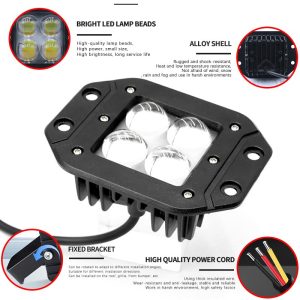 Led Four Eye Lens Auxiliary Spotlight Motorcycle Off Road 05 LED Four-Eye Lens Auxiliary Spotlight for Motorcycle and Off-Road Use - installation / package