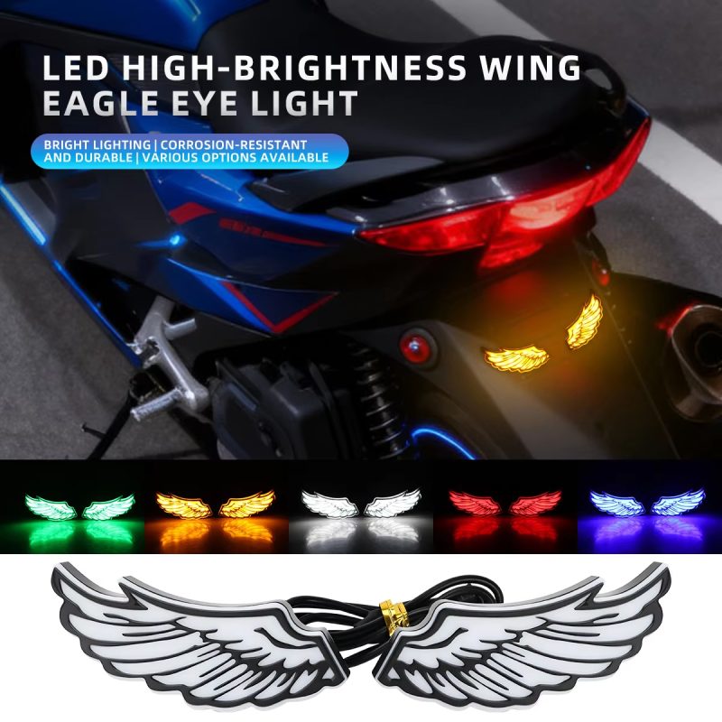 Motorcycle Angel Wings LED Rear Tail Decorative Lamp with Mini Eagle Eye
