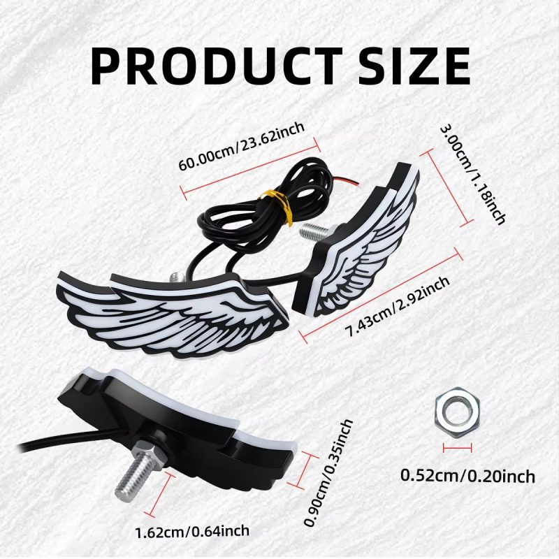 Motorcycle Angel Wings LED Rear Tail Decorative Lamp with Mini Eagle Eye