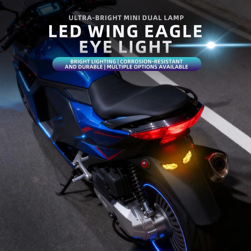 Motorcycle Angel Wings LED Rear Tail Decorative Lamp with Mini Eagle Eye