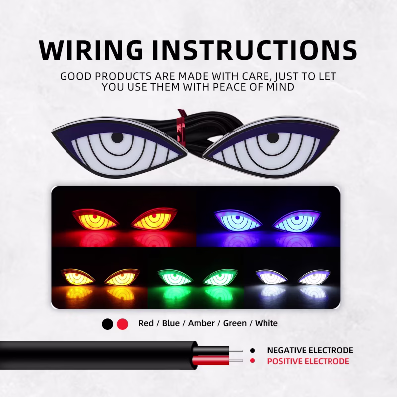 Motorcycle Anime Eye LED Rear Decorative Strobe Signal Light