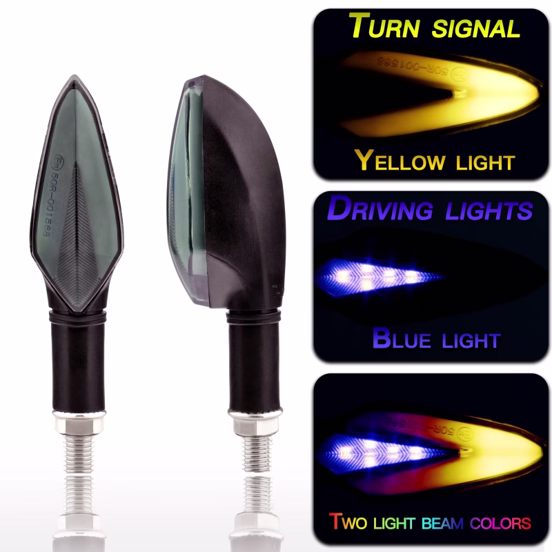 motorcycle-arrow-led-turn-signal-lights-white-drl-amber-indicator-05 Motorcycle Arrow LED Turn Signal Lights White DRL / Amber Indicator