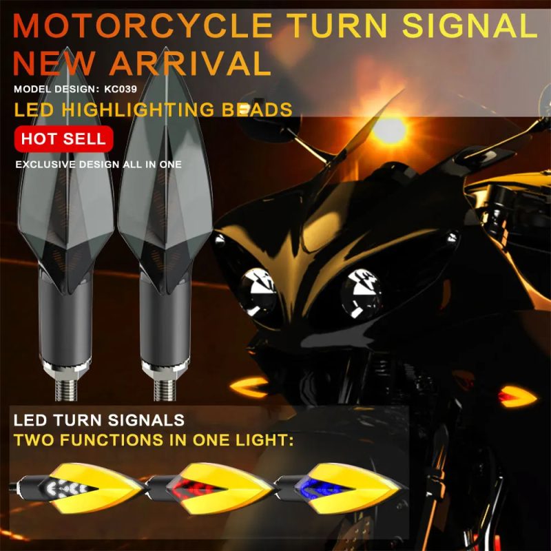 motorcycle-arrow-led-turn-signal-lights-white-drl-amber-indicator-06 Motorcycle Arrow LED Turn Signal Lights White DRL / Amber Indicator