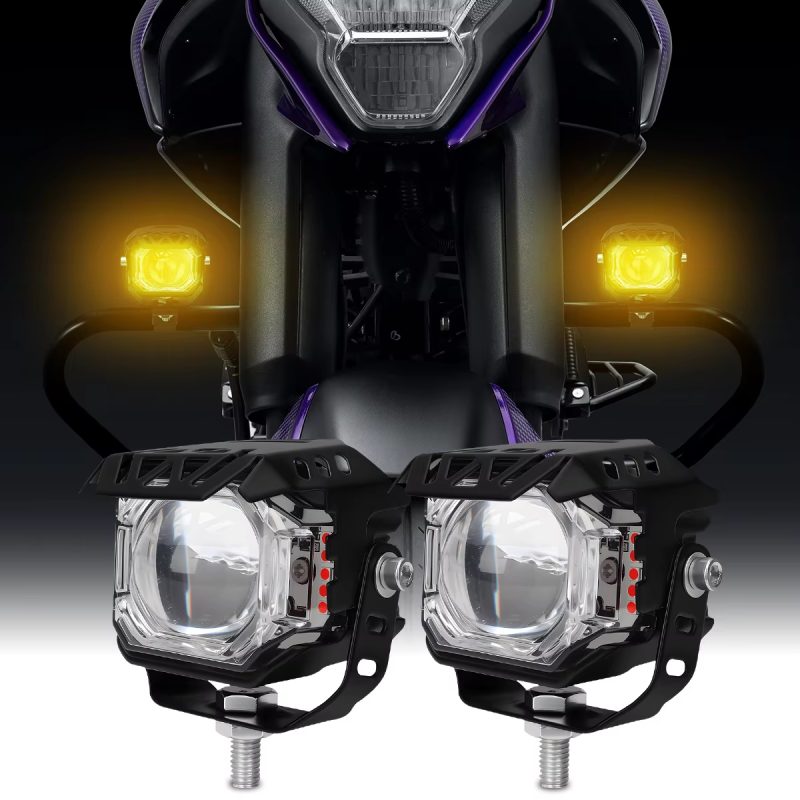 motorcycle-led-lens-auxiliary-spotlight-dual-color-high-low-beam-01 Motorcycle LED Lens Auxiliary Spotlight Dual Color High Low Beam