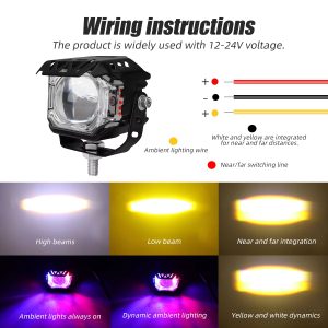 motorcycle-led-lens-auxiliary-spotlight-dual-color-high-low-beam-02 Motorcycle LED Lens Auxiliary Spotlight Dual Color High Low Beam