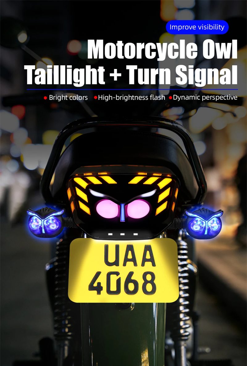 Motorcycle Owl Shape LED Tail Decorative Light with Turn Signal