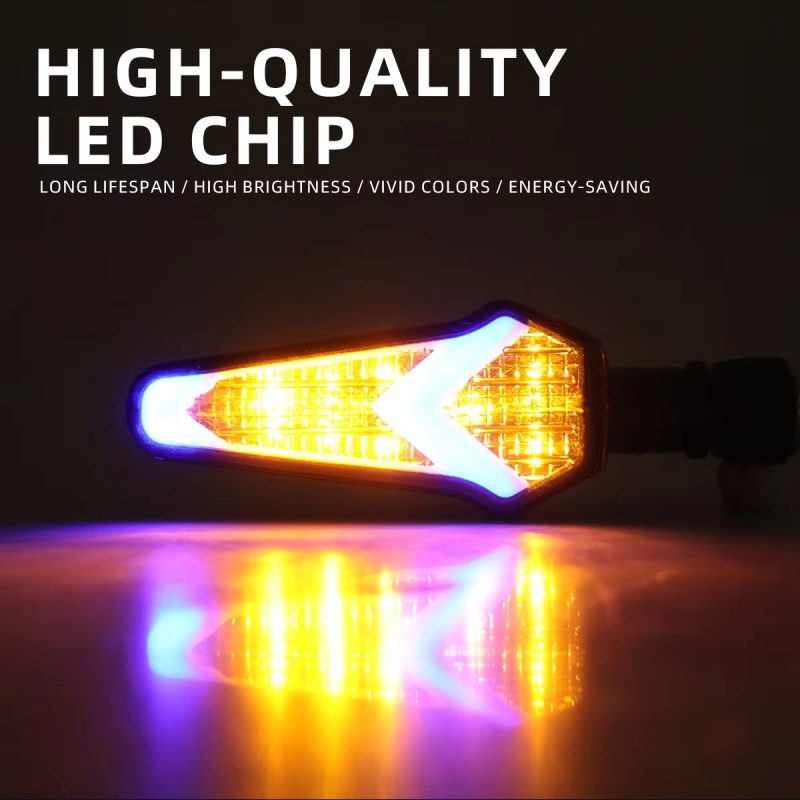 Motorcycle Water Flowing LED Turn Signal Lights Dual Color Indicator