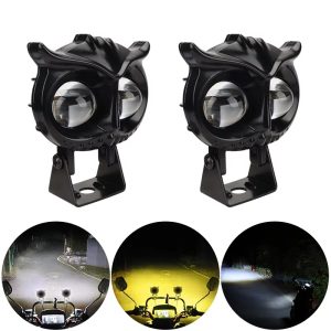Owl Shape Motorcycle LED Lens Spotlight with White / Yellow High Low Beam