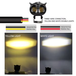 Owl Shape Motorcycle LED Lens Spotlight with White / Yellow High Low Beam