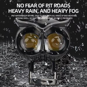 Owl Shape Motorcycle LED Lens Spotlight with White / Yellow High Low Beam