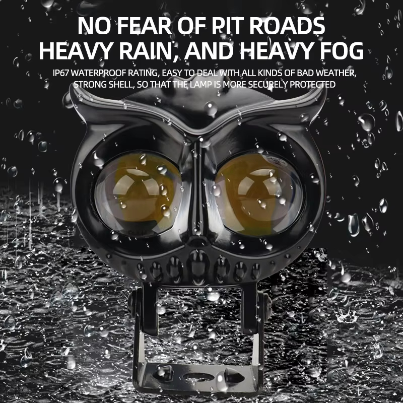 Owl Shape Motorcycle LED Lens Spotlight with White / Yellow High Low Beam