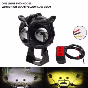 Owl Shape Motorcycle LED Lens Spotlight with White / Yellow High Low Beam