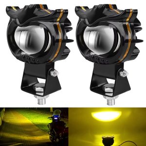 Owl Style Motorcycle LED Laser Spotlight with Dual Color High Low Beam