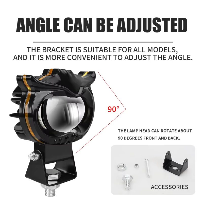 owl-style-motorcycle-led-laser-spotlight-with-dual-color-high-low-beam-02 Owl Style Motorcycle LED Laser Spotlight with Dual Color High Low Beam