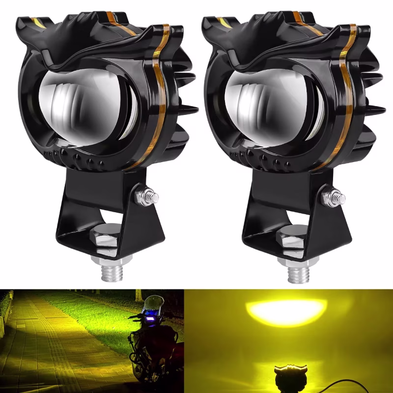 owl-style-motorcycle-led-laser-spotlight-with-dual-color-high-low-beam-05 Owl Style Motorcycle LED Laser Spotlight with Dual Color High Low Beam
