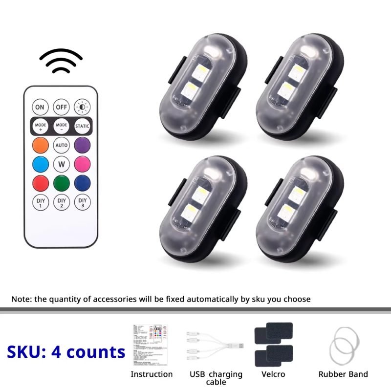 rechargeable RGB LED car footwell ambient light kit 4