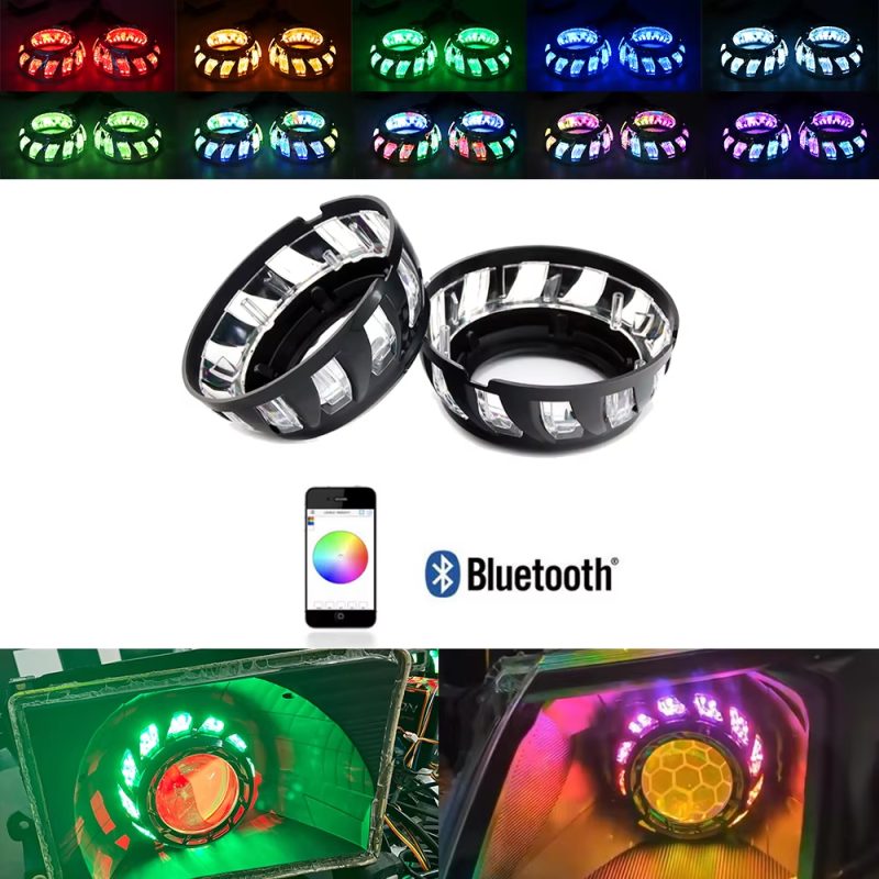 RGB LED Angel Eye Spiral Shrouds with App Control Sequential Flow