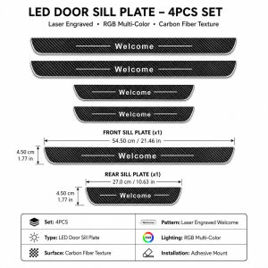 4pcs RGB LED door sill plate set dimensions