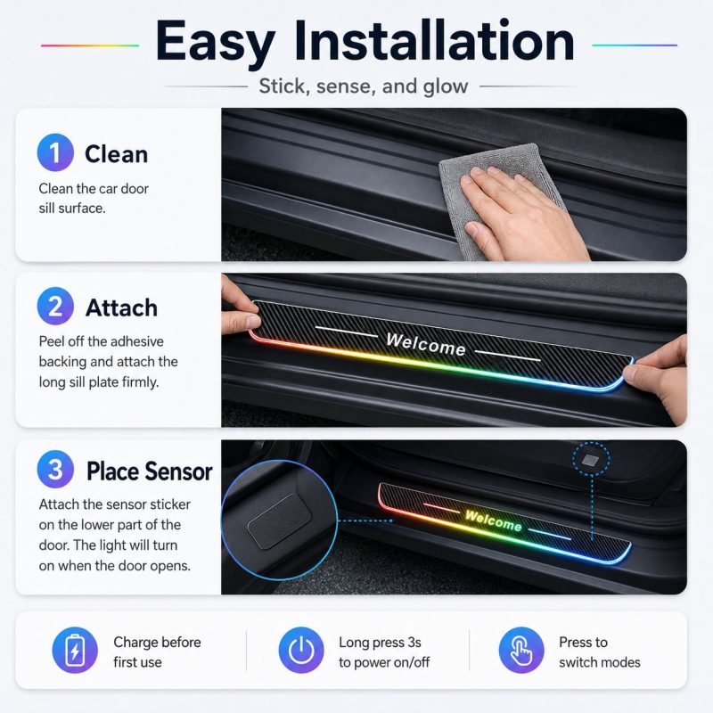 RGB LED Door Sill Plate Installation