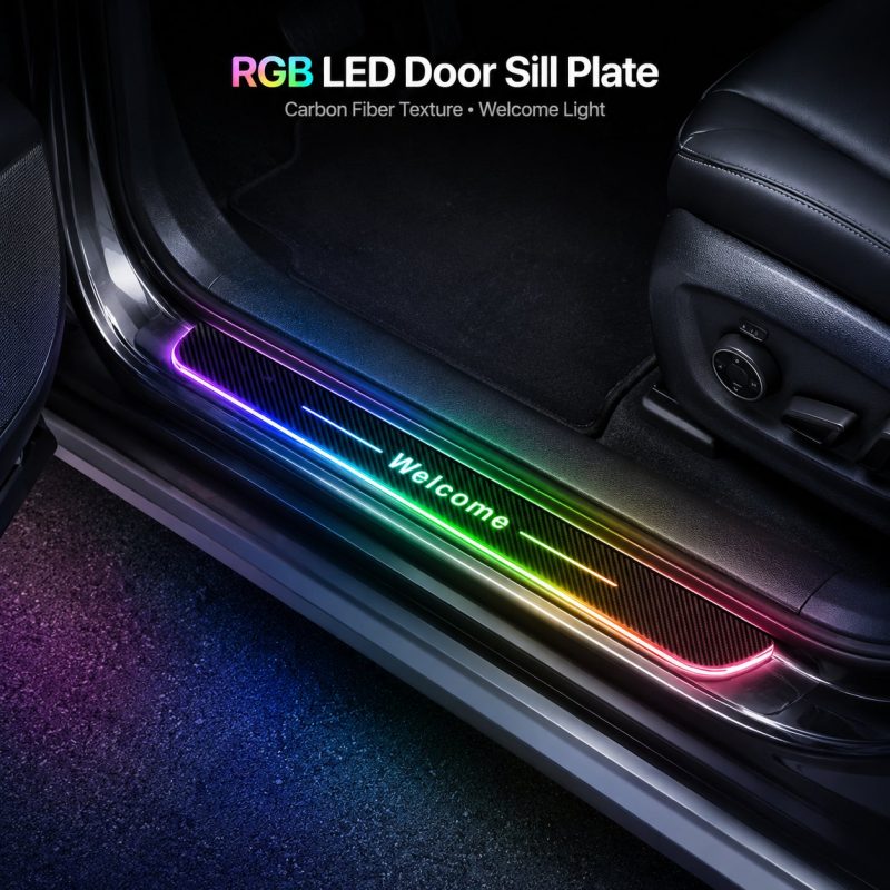 RGB LED Door Sill Plate Installed Effect