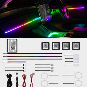 RGBIC car interior ambient light kit product layout and installation effect
