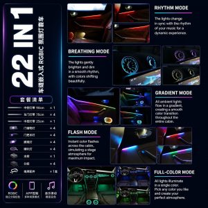 RGBIC car interior ambient light modes and app control features