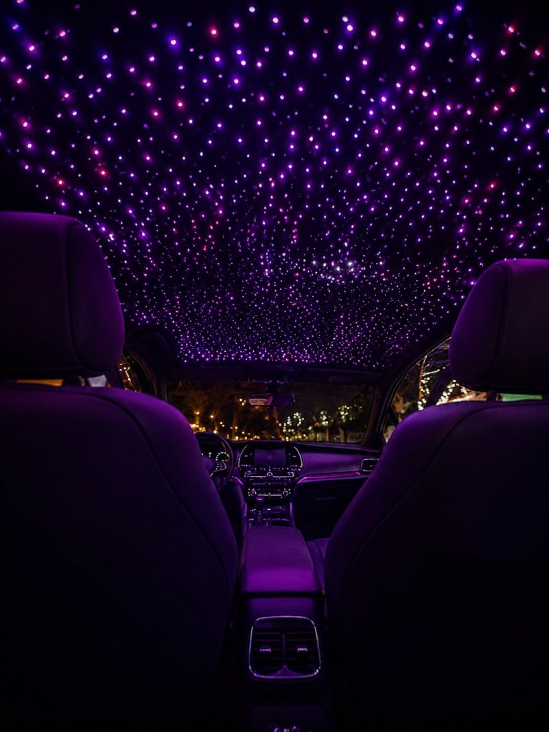 Purple RGBW car starry sky ambient light ceiling effect