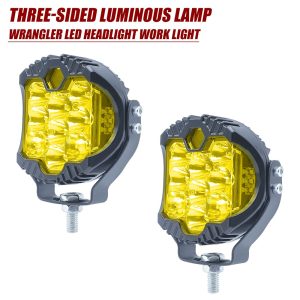 Round Three-Sided LED Work Light Color Options