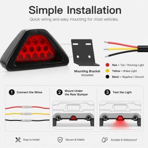 Triangle LED rear fog light installation and wiring graphic