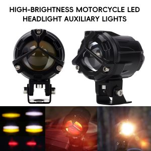 Universal Motorcycle LED Lens Spotlight White / Yellow High Low Beam