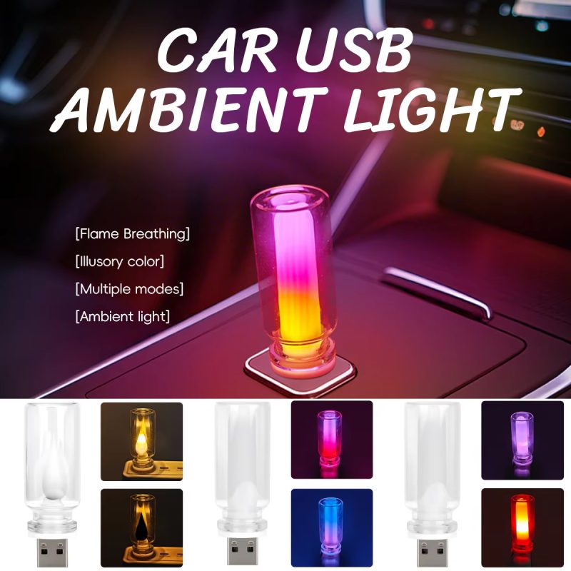 USB RGB LED Car Interior Ambient Light with 10 Modes