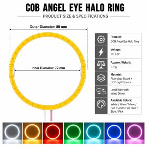 80mm dimension graphic for WH-2801 COB angel eye halo ring