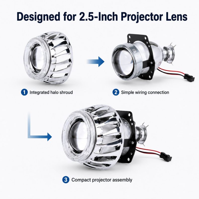 Wh 2808 2 5 Inch Light Guide Halo Shroud Projector Fit Wh 2808 2 5 Inch Light Guide Halo Shroud Projector Fit