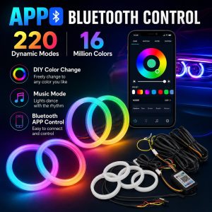 Wh 2840 Rgb Led Angel Eyes Bluetooth App Control Bluetooth app control graphic for WH-2840 RGB LED angel eyes