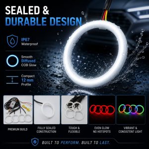 Wh 2840 Rgb Led Angel Eyes Sealed Design Sealed durable design graphic for WH-2840 RGB LED angel eyes