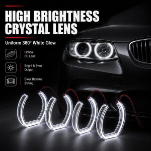 High brightness crystal lens graphic for WH-2867 U-shaped white angel eyes