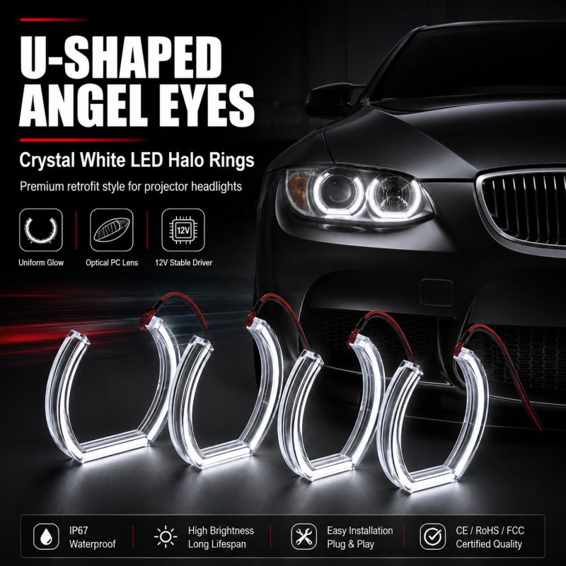 Wh 2867 U Shaped White Angel Eyes Installed Effect